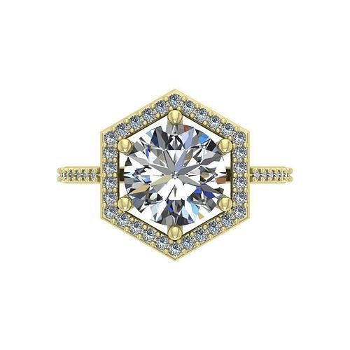 hexagon halo engagement ring 9mm luxury jewelry diamond cad printready castable various models rings 3D print model - Mito3D