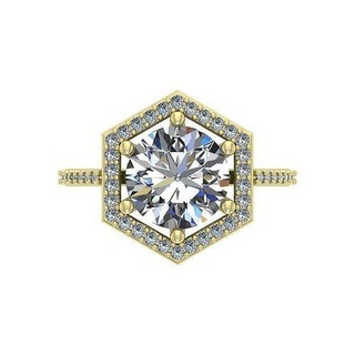 Hexagon Heiligenschein Engagement Ring 9mm Luxus Schmuck Diamant cad gedruckt gießbar verschiedene Modelle Ringe 3d print model - Mito3D