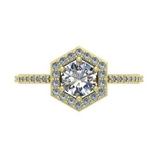 hexagone Halo engagement bague rond diamant 6mm luxe bijoux goujat printready castable modèles gemme anneaux 3d print model - Mito3D