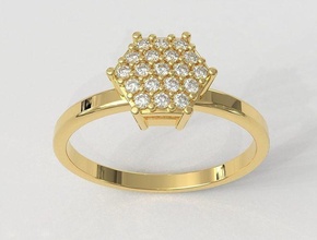 hexagon pave ring rings geometric gold jewelry silver jewellery jewel wedding hexagonal modern diamond classic 3d print model - Mito3D