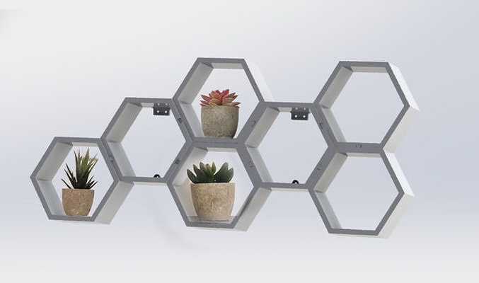 hexagon shelf foldable print in place wall decor home storage solution house accessories 3d print model - Mito3D