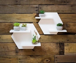 hexagon wall shelf furniture hanging room interior storage house decor 3d print model - Mito3D