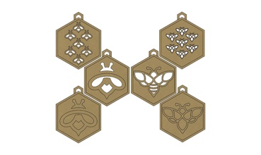 hexagonal bee concept pendants 3dprinting dxf files pendant wasp jewelry printable necklace gold silver jewellery sterling fashion beauty honeycomb engraving geometric invertebrate 3d print model - Mito3D