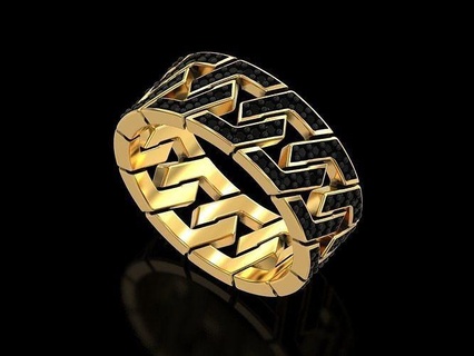 hexagonal cuban chain ring v3 ring cuban chain jewelry jewellery gold silver wedding band couple engagement gem link hexagonal hexagon classic geometric men women diamond rings  3d print model - Mito3D