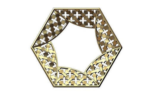 hexagonal patrón Moucharabieh colgante pendiente joyería joya imprimible geométrico oro plata ornamento adornos collar colgantes islámico encanto árabe marroquí arete Moda Arábica 3d print model - Mito3D