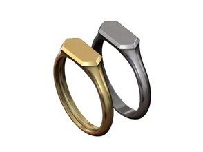 hexagonal perfil sello anillo Boda compromiso Moda joyería joya imprimible oro plata hexágono libra esterlina lujo accesorios moderno clásico minimalista sencillo anillos 3d print model - Mito3D