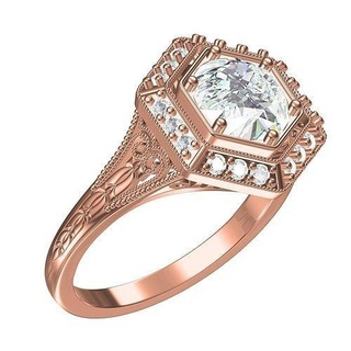 hexagonal forme art déco bague bijoux gemme précieux platine or imprimable argent diamant bijou 3d goujat conception sith Personnaliser mariage anneaux 3d print model - Mito3D