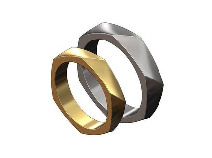 altıgen bükülme grup yönlü faset geometrik yüzük düğün nişan moda takı yazdırılabilir altın gümüş mücevher sterlin lüks modern Menring erkekler elmas yüzükler 3d print model - Mito3D