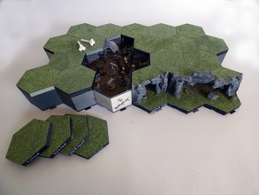 hexagonille terrain - caves games-toys dnd gurbs rpg tabletop system hexagon hex crafting models tiles games toys board hexagonal dungeons dragons 3d print model - Mito3D