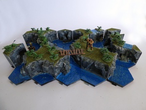 hexagonille terrain - cliffs dnd gurbs rpg tabletop system hexagon hex crafting models tiles games toys board hexagonal dungeons dragons 3d print model - Mito3D