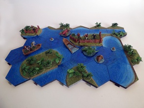 hexagonille terrain - large water games-toys dnd gurbs rpg tabletop system hexagon hex crafting models tiles games toys board hexagonal dungeons dragons 3d print model - Mito3D
