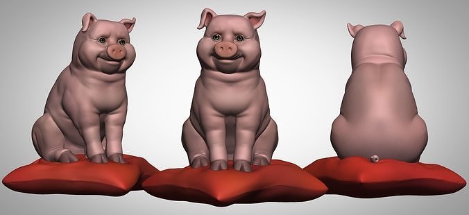 hi-poly pig model animal animals stylized character 3d print art piglet anatomy games toys 3D print model - Mito3D