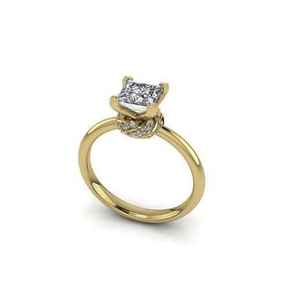 versteckt heiligenschein prinzessin schnitt engagement ring schmuck ringe gold diamant druckbar juwel hochzeit mode luxus 3dmodel brillant 3d print model - Mito3D