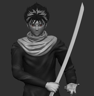hiei evil eye - vincent yuyu hakusho ghost fighter anime manga character art zbrush sculpt toy figurine demon sculptures collection 3d print model - Mito3D