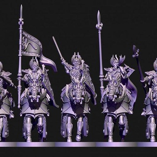 high born elves knights ryma dragon elf fast shield unit wargaming white heavy horse noble dungeonsanddragons tabletop cavalry dnd lance 9thage highelf the9thage games toys board 3d print model - Mito3D