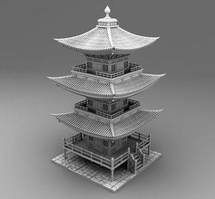Chinesisch Tempel China Haus Häuser traditionell Tradition roter Drache Drachen Sakura Rosa Taschenlampen 3dmodels Modelle 3d 3dprinting Spiele Spielzeuge 3d print model - Mito3D