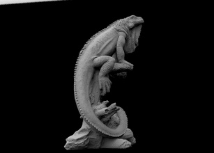 alto detalhado lagarto on árvore iguana animal natureza jardim zoológico 3dscan dragão réptil realista exotix highpoly arte esculturas 3d print model - Mito3D