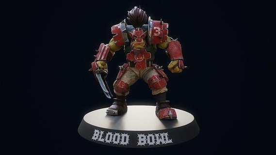 high detailed orc blitzer blood bowl bloodbowl fantasy football board games miniature warhammer print 3dprint toys sculpture figurines statue printable 3d print model - Mito3D