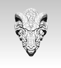 high detailed ram ring tattoo design art jewelry tribal sterling printable silver jewellery jewel engagement symbol fashion beauty vintag goat skull animal rings 3d print model - Mito3D
