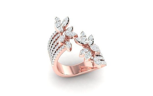 haute bijoux cocktail anneaux 3dm stl render 1 détails solitaire sterling bande diamant bague gemme platine mariage engagement imprimable or 3d print model - Mito3D