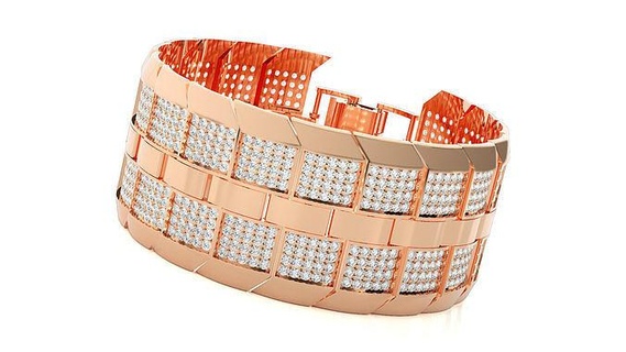 haute bijoux diamant tête bracelet 3dm stl rend détails chaîne lourd unisexe imprimable bijou mariage luxe bracelets cubain italien 3d print model - Mito3D