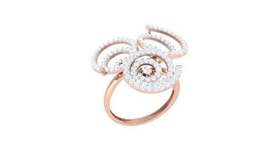 Alto joalheria espiral fio diamante coquetel anel 3dm stl obj argolas Casamento noivado jóia jóias imprimível ouro gema platina solitário italiano 3d print model - Mito3D