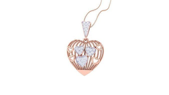 high jewelry wire heart love pendant necklace 3dm stl 3mf obj diamond printable wedding jewel jewellery gold cocktail brilliant platinum luxury precious pendants italian 3d print model - Mito3D