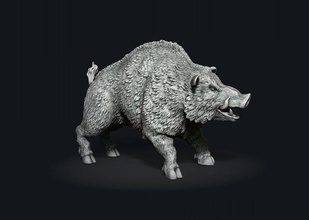 alto poli cinghiale stampabile 3d modello animale maiale natura figura statua bestia stampa mammifero creatura arte sculture 3d print model - Mito3D