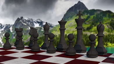 high poly chess set 3d model games knight board stylized king queen strategy horse rook game logic mind checkerboard pawn skirmish competition decision strategic win toys 3d print model - Mito3D