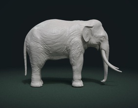 alto poli elefante mammut asiatico zanne mammifero tusker arte sculture 3d print model - Mito3D