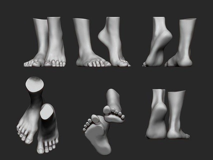 alto poli modello piedi piede donna anatomia corpo gamba dita dei arte sculture 3d print model - Mito3D