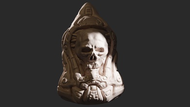 high poly sci fi skull keychain house scifi science fiction horror space suit print highpoly future asset art miniature monster creature other 3d print model - Mito3D