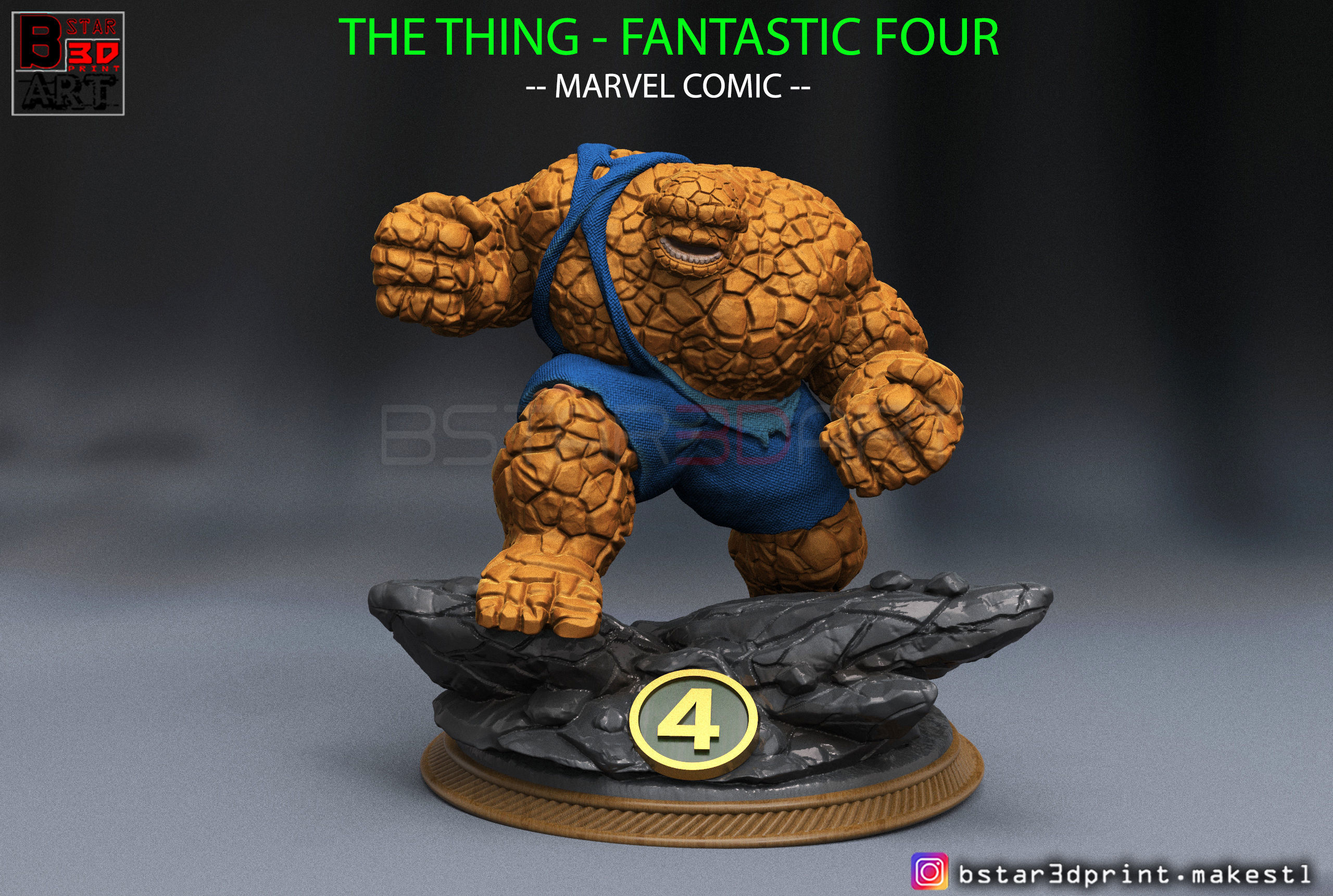 high quality - fantastic four marvel comic figure statue ben grimm hottoy iron man captain cartoon art sculptures 3D print model - Mito3D