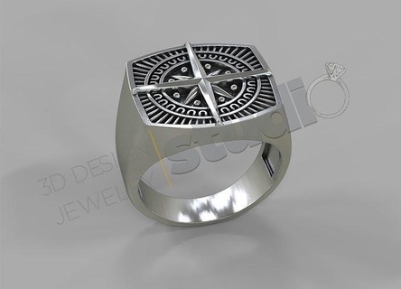 altamente dettagliata bussola squillare 3d modello argento gioielleria stampabile gioiello oro navigazione direzione nautico anelli 3d print model - Mito3D