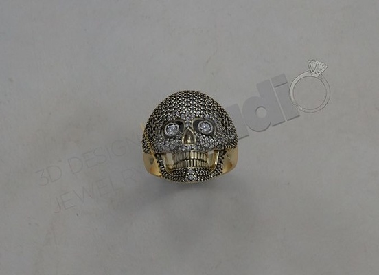 altamente detallado cráneo anillo modelo cabeza esqueleto joyería joya anatomía anillos 3d 3d print model - Mito3D