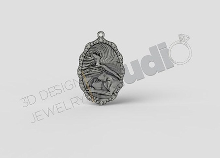 highly detailed women couple pendant 3d model jewel jewellery jewelry pendants 3d print model - Mito3D