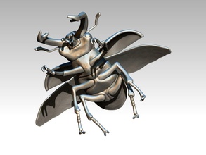 highpoly bug fly nature art jewellery flying insect miniature figure silver statue steel glazed printable deco cnc sculptures 3d print model - Mito3D