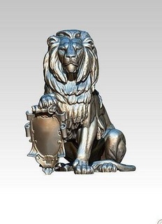 highpoly Leone emblema scultura arte statua figurina bronzo figura antico vecchio arredamento monumento retrò tigre gatto animale cnc stampabile deco art Deco modanatura sculture 3d print model - Mito3D