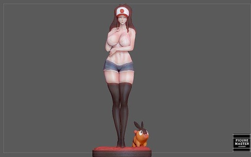 Hilda Pokémon Trainer ziemlich niedlich Mädchen Frau Anime Charakter Kunst Skulpturen 3d print model - Mito3D