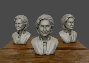 hillary clinton 3d-druckbares Modell Kunst Skulptur 3d statue Skulpturen die Büste american Politiker senator Mensch Menschen Kopf 3d print model - Mito3D