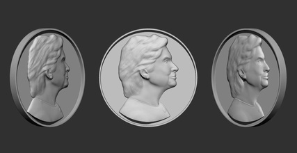 hillary clinton visage soulagement bas relief art sculptures 3d print model - Mito3D