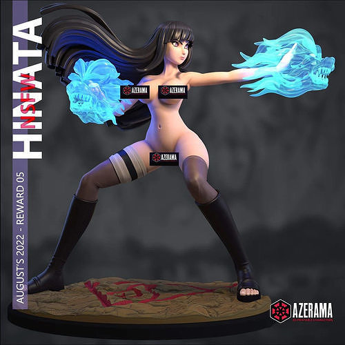 hinata nsfw stl pronto 3d naruto anime manga personagem figura mulher menina fantasia miniaturas ninja sasuke shippuden itachi azerama arte esculturas 3D print model - Mito3D