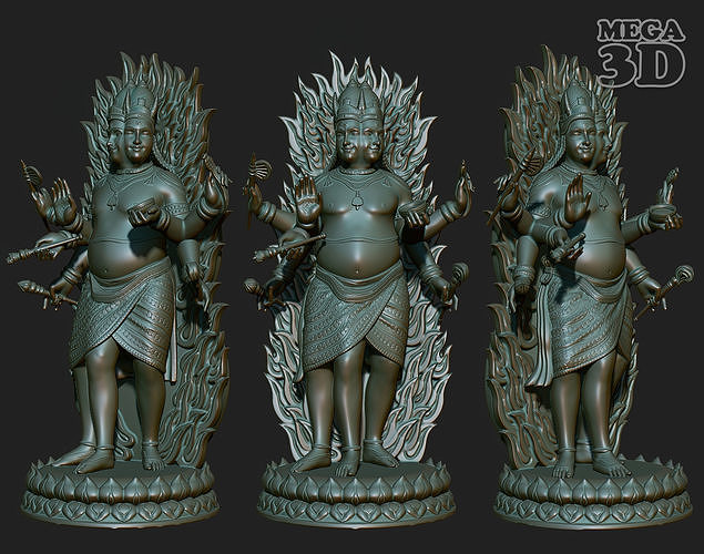 Hindu Tanrı heykel 220830 tapınak şakak mabet Ortaçağa ait mimari orman harabe Antik Hindistan tarihi Agni Shiva Krishna mitoloji Kral Buda Sanat heykeller 3D print model - Mito3D