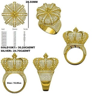 hip hop crown ring jewelry printable diamond platinum gem wedding jewellery necklace fashion finger prototyping brilliant sterling jewel silver pendants 3d print model - Mito3D