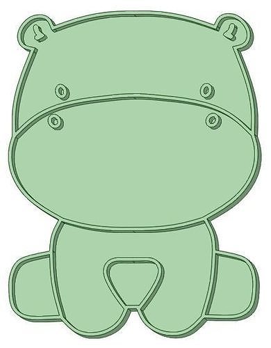 hipopotamo entero sentado Galleta cortador selva corte galleta dulce herramienta comida Arte 3D print model - Mito3D