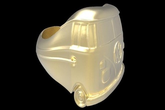 hippie camioneta coche vehiculo parrilla unisexo hombres anillo Volkswagen oro joyería joya anillos 3d print model - Mito3D