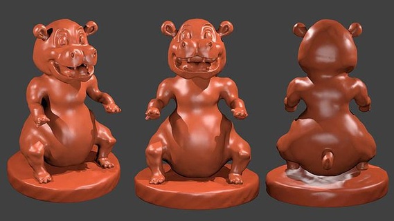 hippopotame dessin animé personnage sculpture travail 3dprintable Halloween horreur statue sculpter maxartiste animal mixeur modèle art sculptures effrayant peur monstre 3d print model - Mito3D