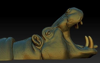 hipopótamo animal fauna silvestre safari zoo escultura Arte estatua escritorio paisaje begemot casa accesorios 3d print model - Mito3D