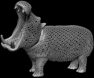 hipopótamo voronoi 3dprint imprimible animal impresión Arte esculturas 3d print model - Mito3D