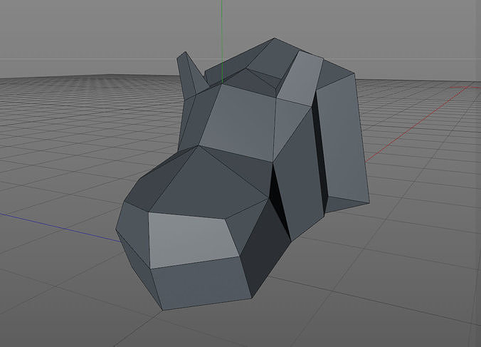 hipopótamo cabeza geométrico origami Arte resumen triángulo deco arquitectura forma animal esculturas 3D print model - Mito3D